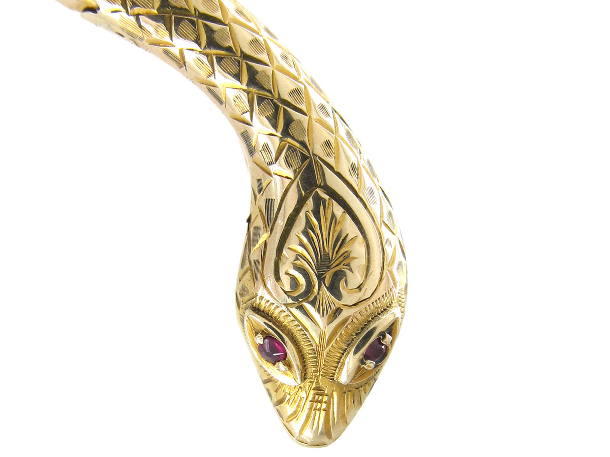 Coiled 9ct Gold Snake Necklace The Antique Jewellery Company