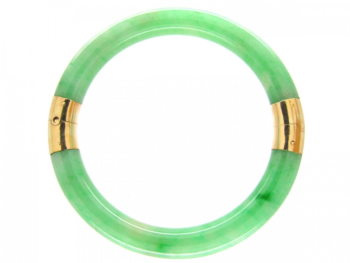 Jade & 18ct Gold Bangle The Antique Jewellery Company