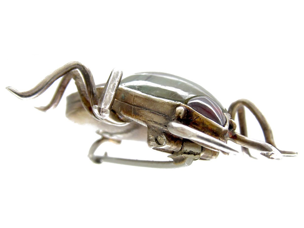 Silver & Crystal Beetle Brooch The Antique Jewellery Company