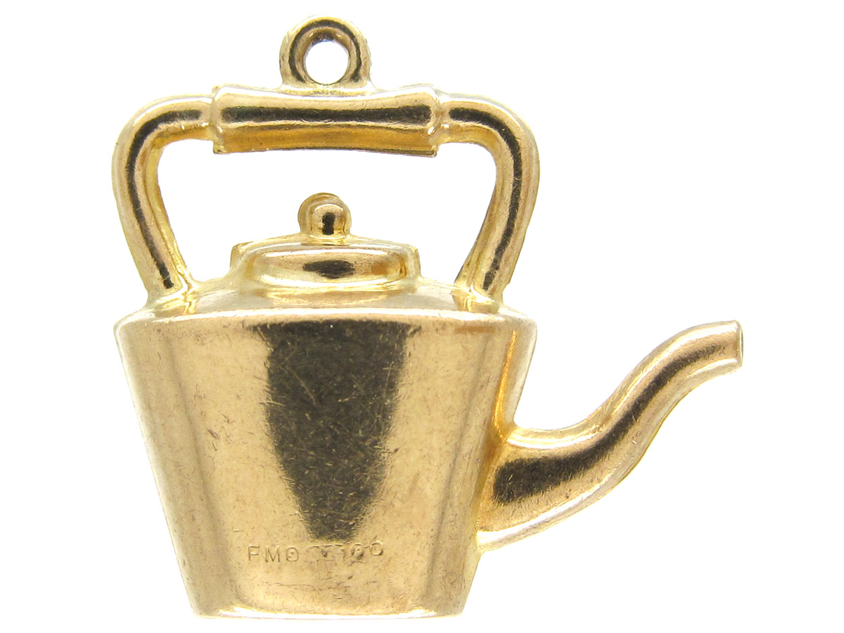 9ct Gold Kettle Charm The Antique Jewellery Company