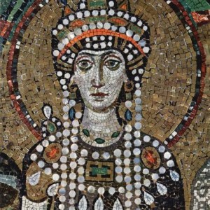 Empress Theodora in a mosaic at St. Vitale in Ravenna - wearing pearls