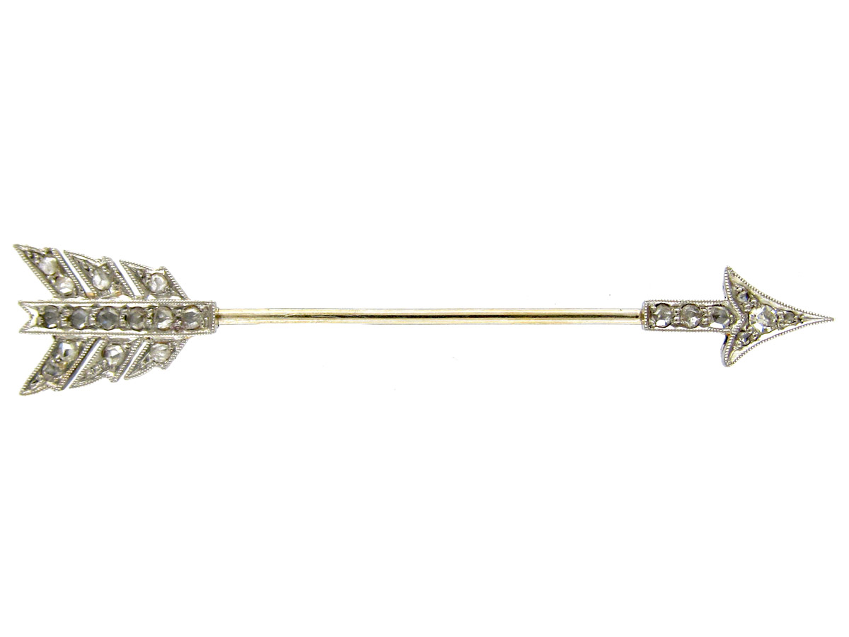 Edwardian 15ct Gold & Platinum Diamond Arrow Brooch The Antique