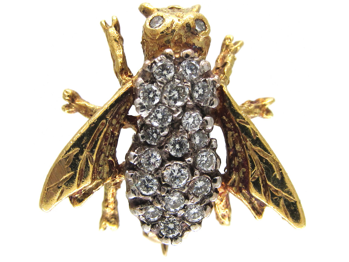 Diamond & 18ct Gold Bug Brooch The Antique Jewellery Company