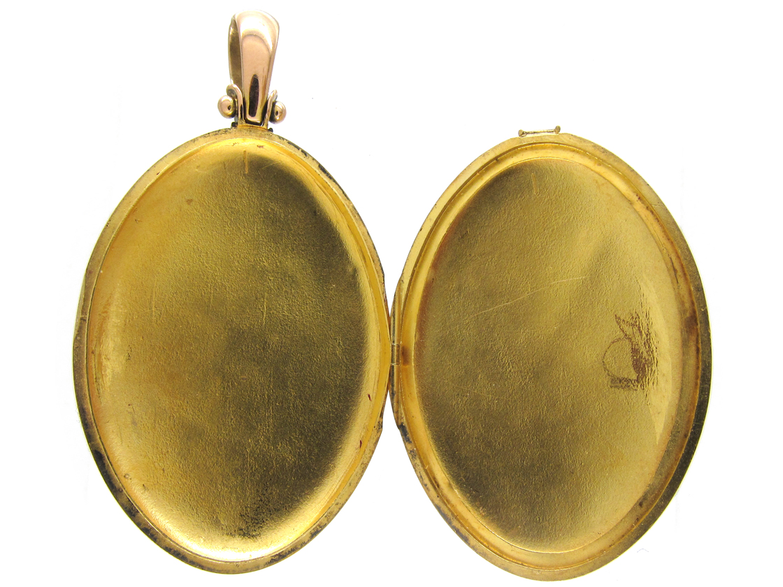 Large Victorian 9ct Gold Oval Locket The Antique Jewellery Company