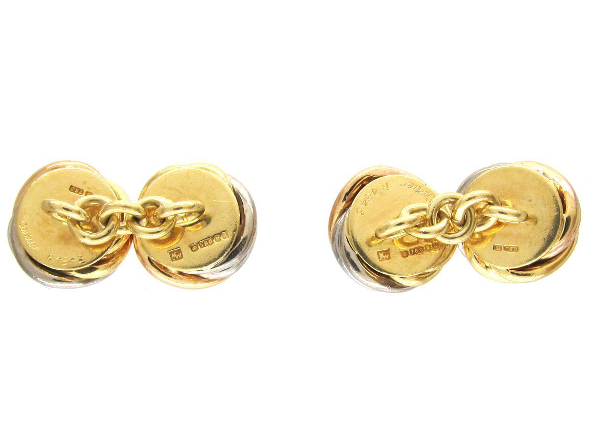 Cartier Three Colour 18ct Gold Knot Cufflinks in Original Case The
