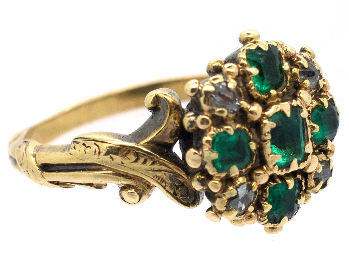18ct Gold, Emerald & Diamond Ring The Antique Jewellery Company