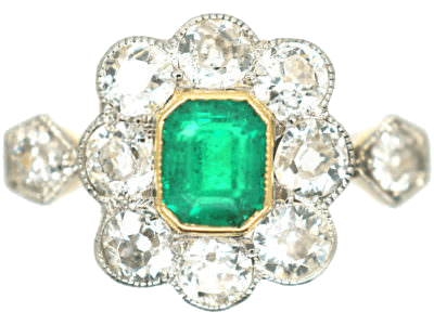 Antique Emerald Cluster Ring