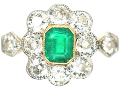 Antique Emerald Cluster Ring