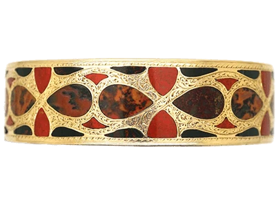 Victorian 15ct Gold Bangle set with Scottish Agates