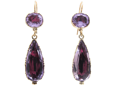 Georgian Foiled Amethyst Drop Earrings