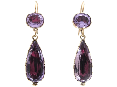 Georgian Foiled Amethyst Drop Earrings