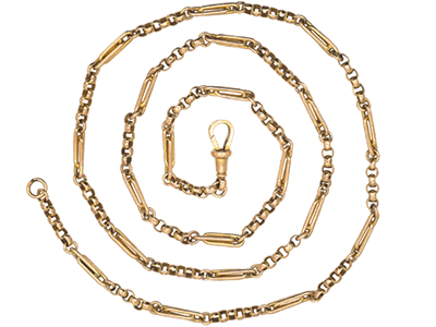 Edwardian 9ct Gold Medium Length Chain with Dog Clip