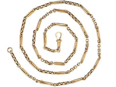 Edwardian 9ct Gold Medium Length Chain with Dog Clip