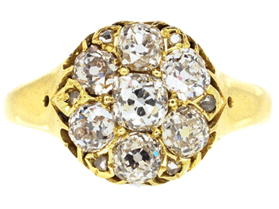 Victorian Old Mine Cut Diamond Cluster Ring