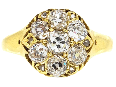 Victorian Old Mine Cut Diamond Cluster Ring