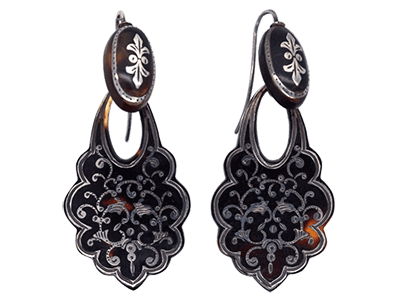 Victorian Tortoiseshell Pique Drop Earrings