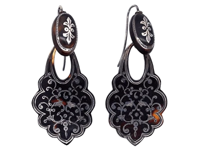 Victorian Tortoiseshell Pique Drop Earrings