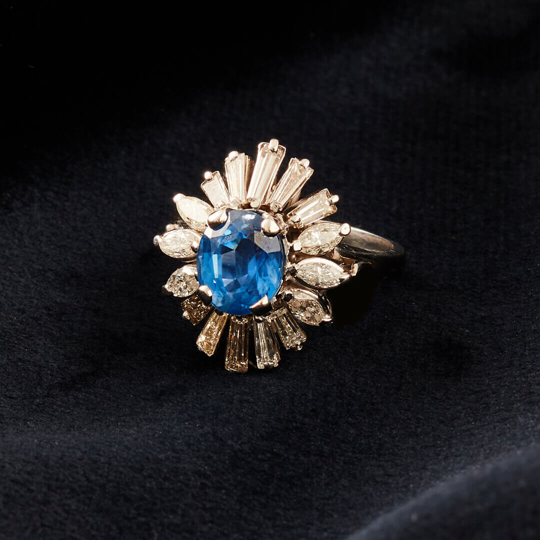 An 18ct White Gold 1950s Sapphire and Diamond Ballerina Ring