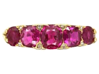 Five Stone Pink Sapphire Wedding Bands