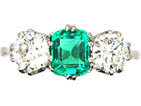 Emerald Three Stone Engagement Rings