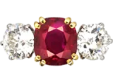 Ruby Three Stone Engagement Rings