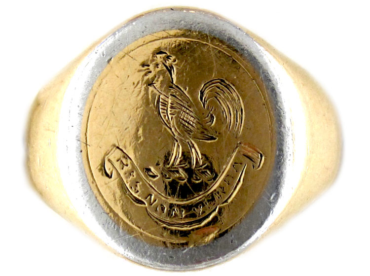 Platinum & 18ct Signet Ring - The Antique Jewellery Company