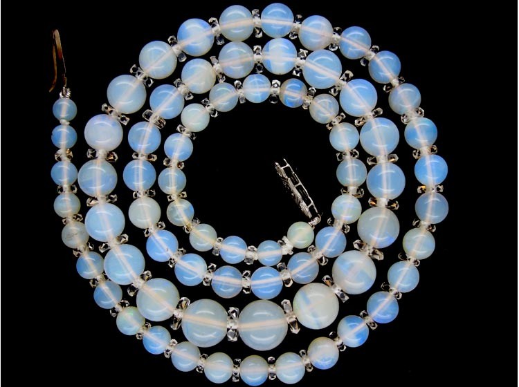 Graduated Opal Bead Necklace - The Antique Jewellery Company