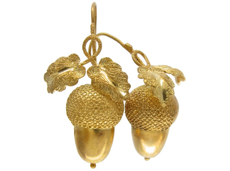 Victorian Acorn Drop Gold Earrings The Antique Jewellery Company Victorian Acorn Drop Gold Earrings