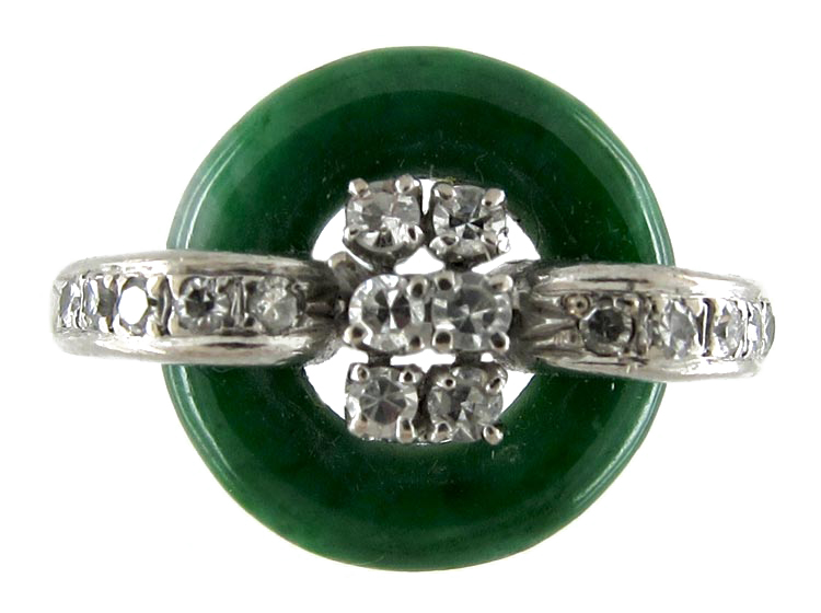 Jade & Diamond Art Deco Ring The Antique Jewellery Company
