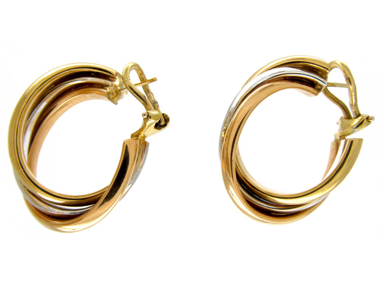 Two Colour Gold Hoop Earrings - The Antique Jewellery Company