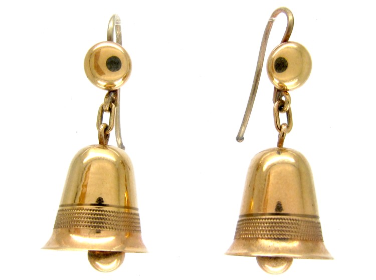 Gold Drop Bell Earrings The Antique Jewellery Company