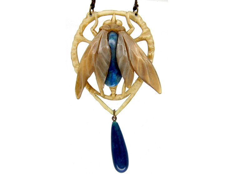 Art Nouveau Carved Horn Bug Pendant The Antique Jewellery Company Art Nouveau Carved Horn Bug Pendant