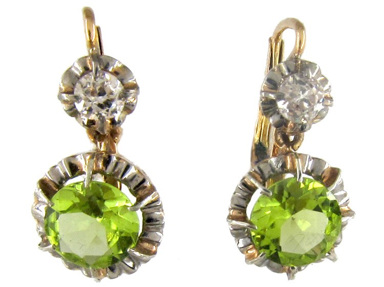 Edwardian Peridot Diamond Earrings The Antique Jewellery Company Edwardian Peridot Diamond Earrings
