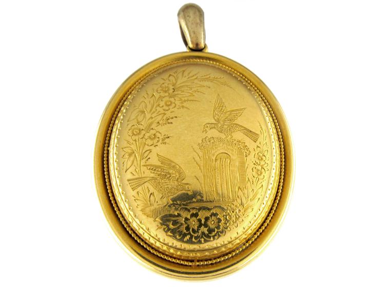 15ct Gold Victorian Large Oval Locket The Antique Jewellery Company