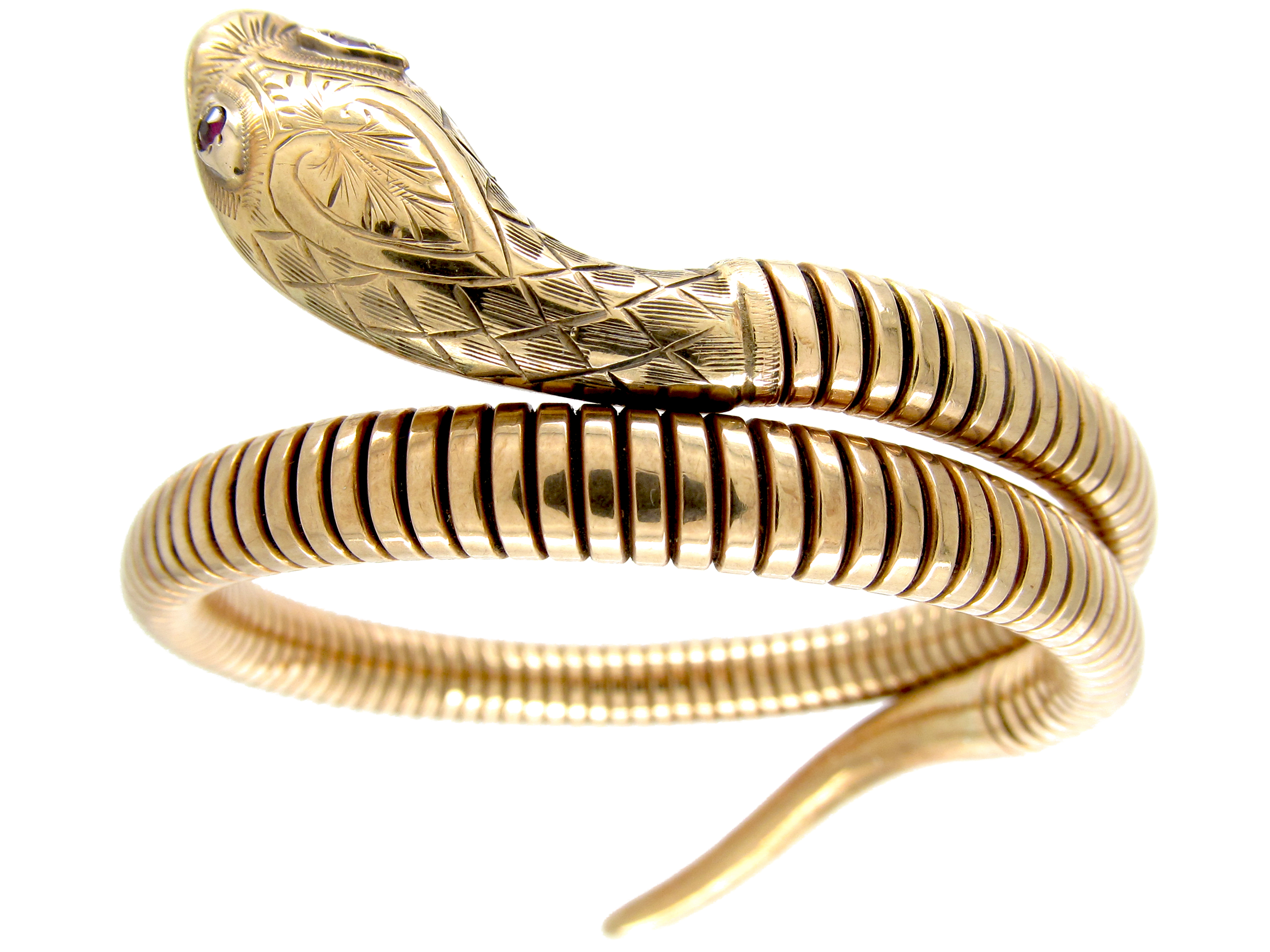 9ct Yellow Gold Snake Bangle The Antique Jewellery Company
