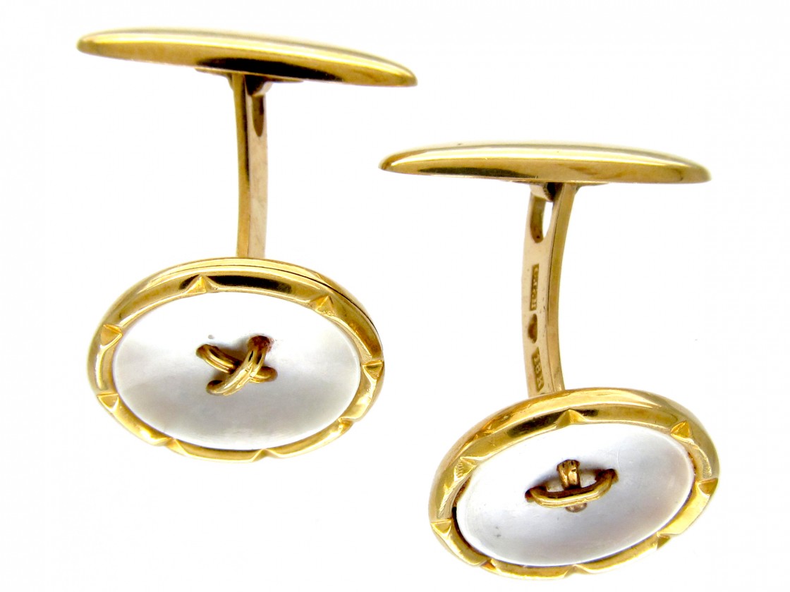 Gold & Mother of Pearl Cufflinks The Antique Jewellery Company