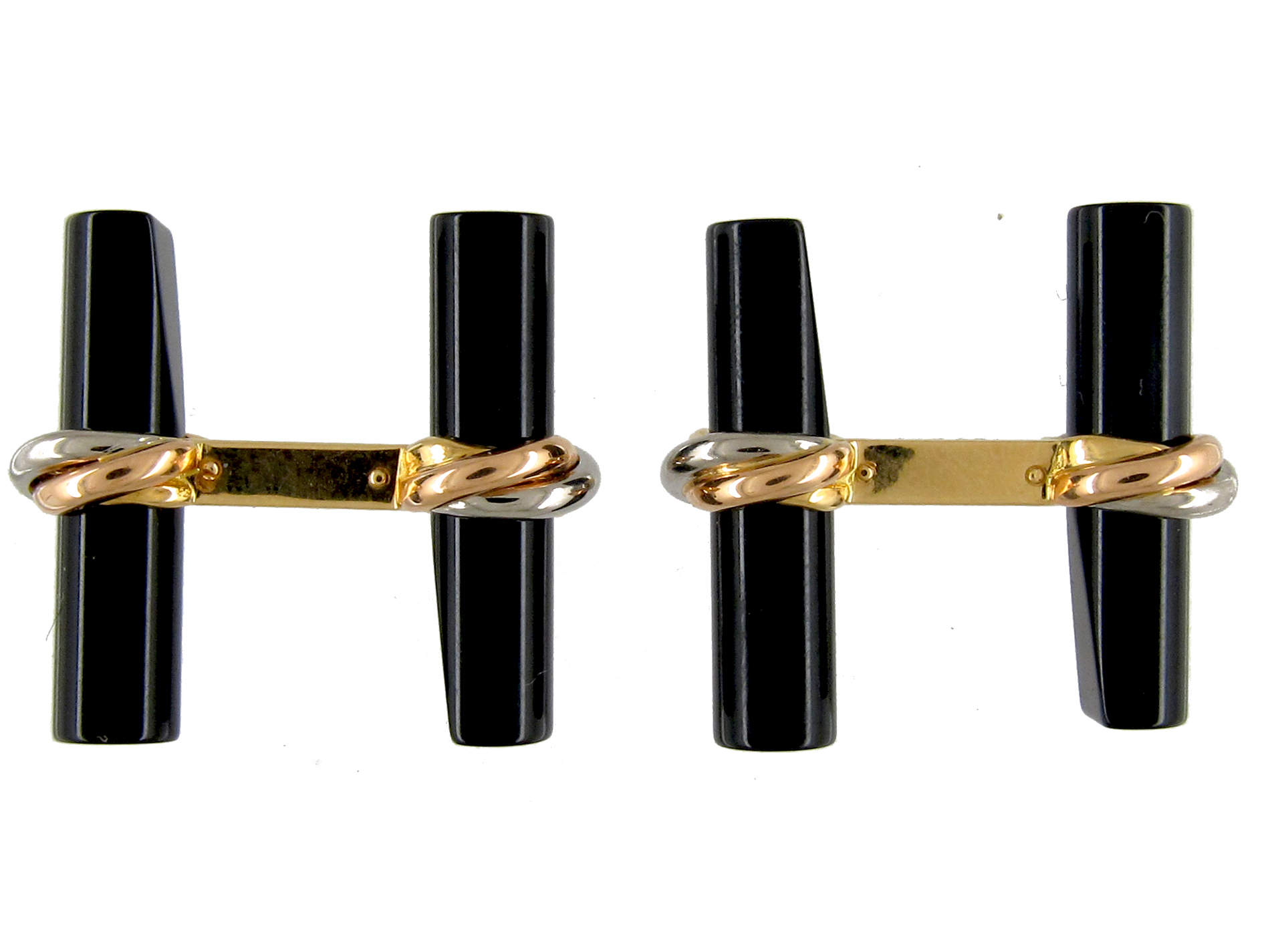 Gold & Onyx Baton Bar Cufflinks by Cartier The Antique Jewellery Company