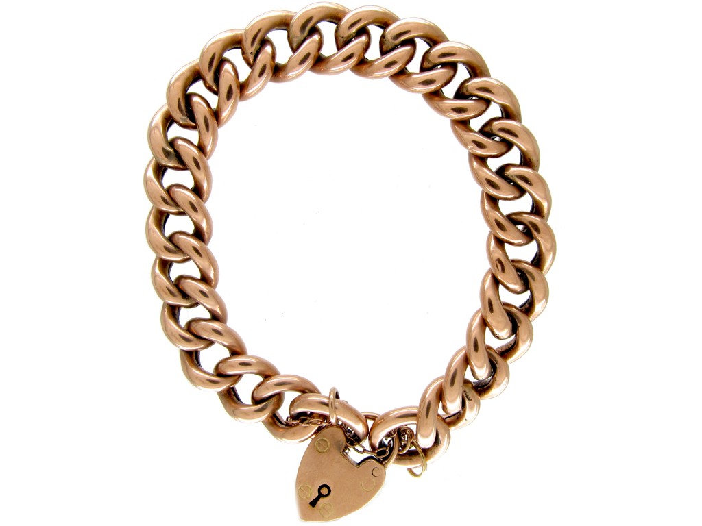 9ct Gold Curb Link Bracelet (464E) | The Antique Jewellery Company