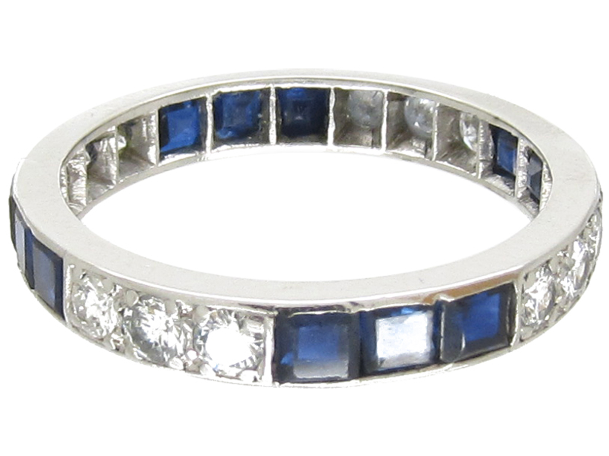 Art Deco Sapphire & Diamond Eternity Ring The Antique Jewellery Company