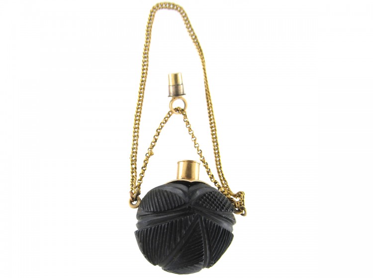 Carved Nut Gold Scent Bottle Pendant The Antique Jewellery Company