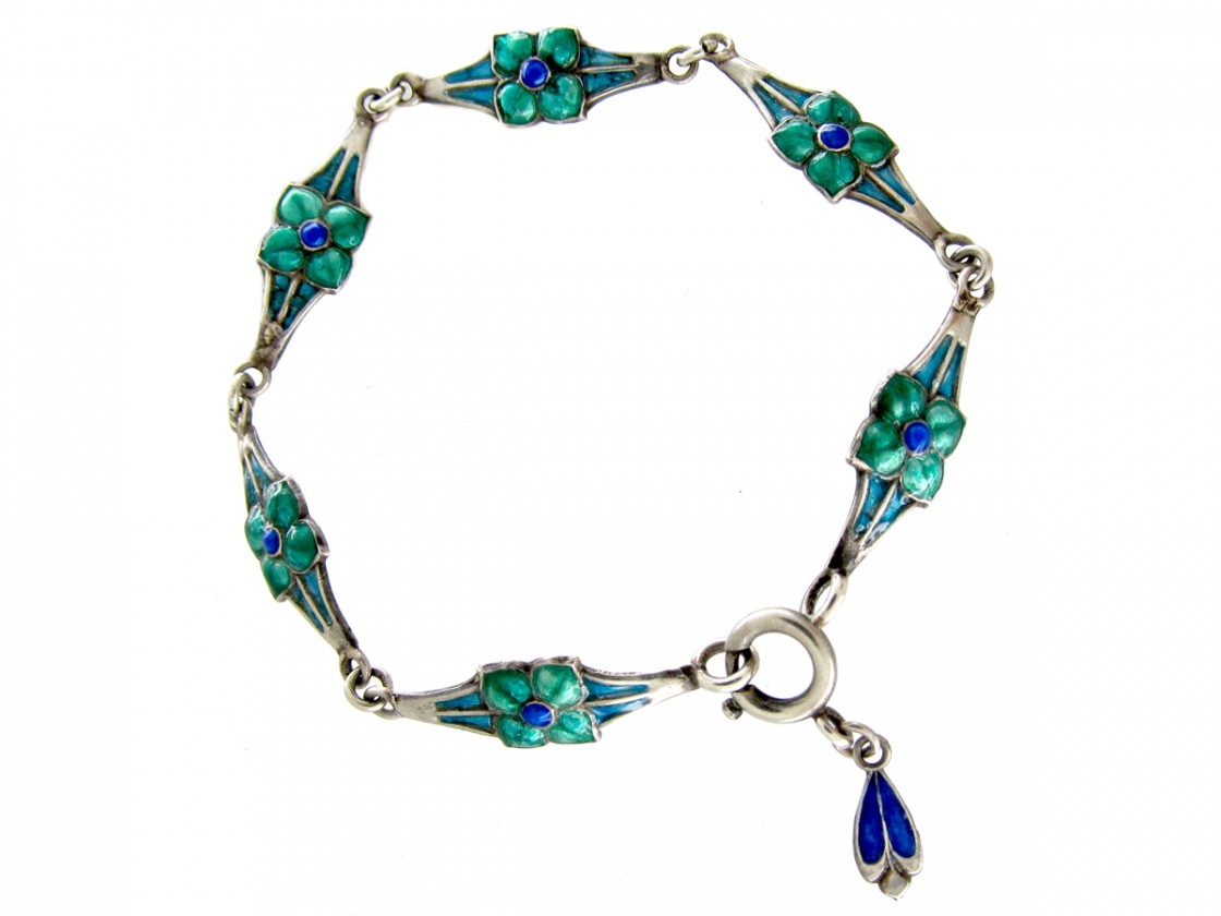 Silver & Enamel Bracelet by James Fenton The Antique Jewellery Company