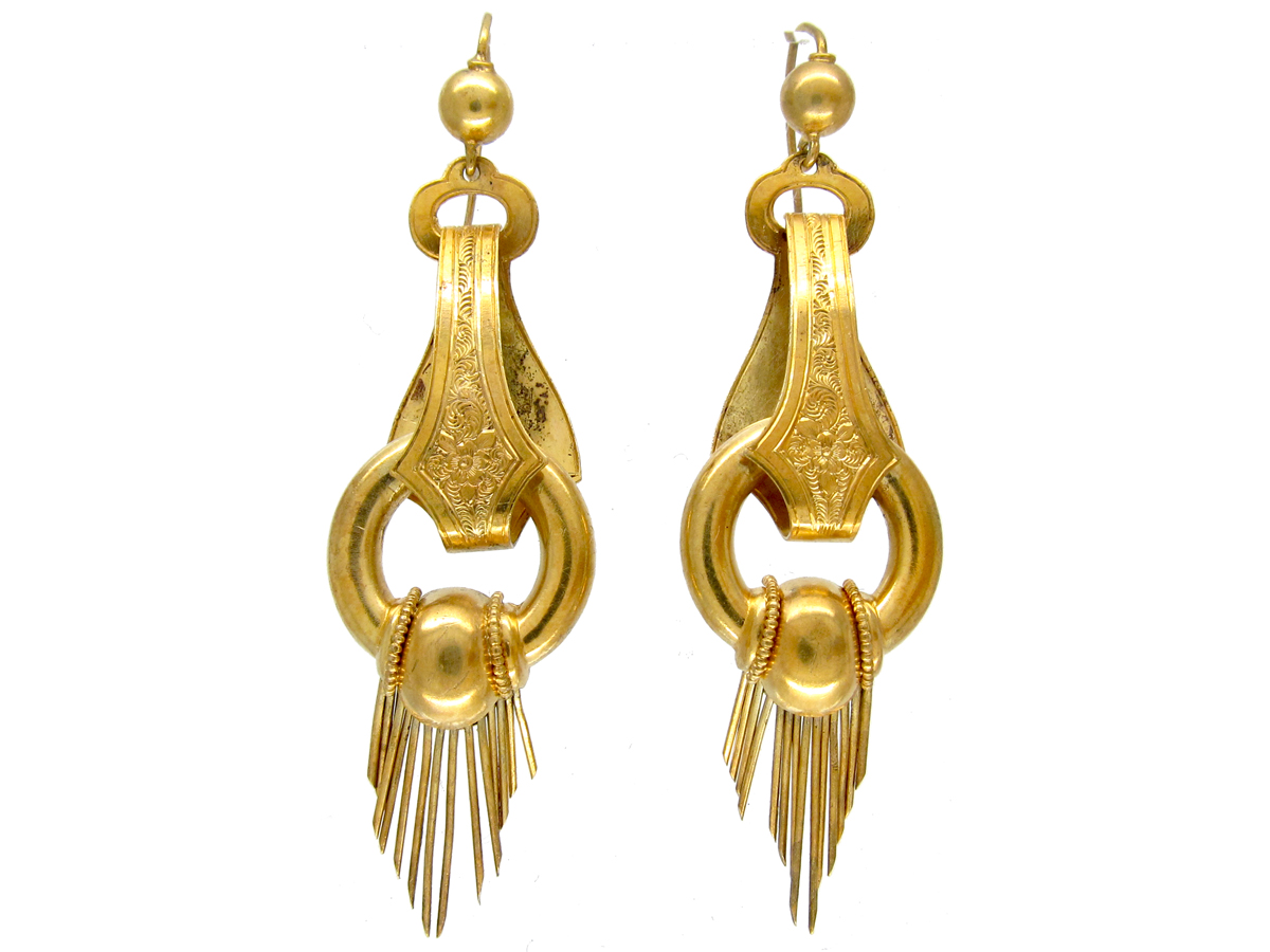 Victorian 15ct Gold Tassle Drop Earrings The Antique Jewellery Company