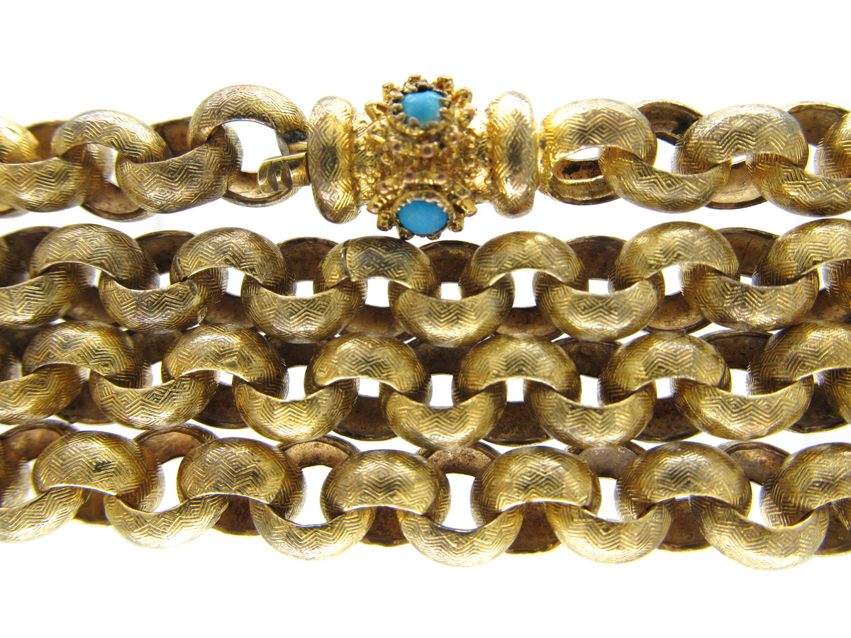 Pinchbeck Chain with Turquoise Set Clasp The Antique
