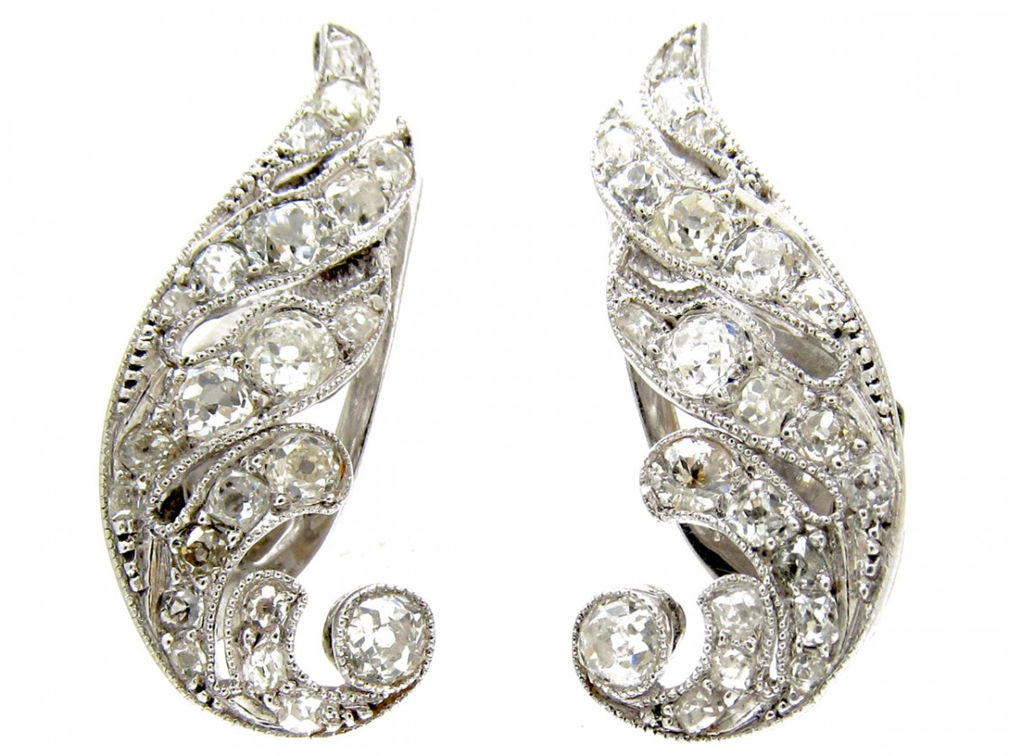 Art Deco Diamond Angel Wing Earrings The Antique Jewellery Company Art Deco Diamond Angel Wing Earrings