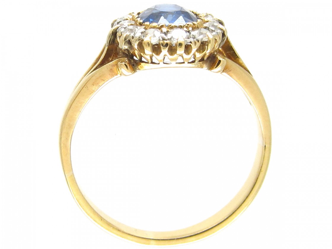 Edwardian Sapphire & Diamond Cluster Ring - The Antique Jewellery Company