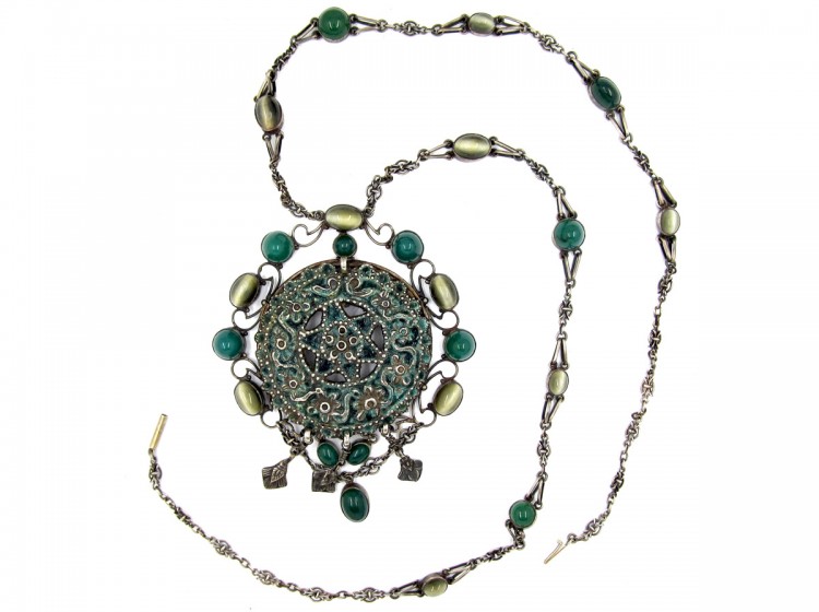 Art Nouveau Cat S Eye Necklace Art Nouveau Cat S Eye Necklace