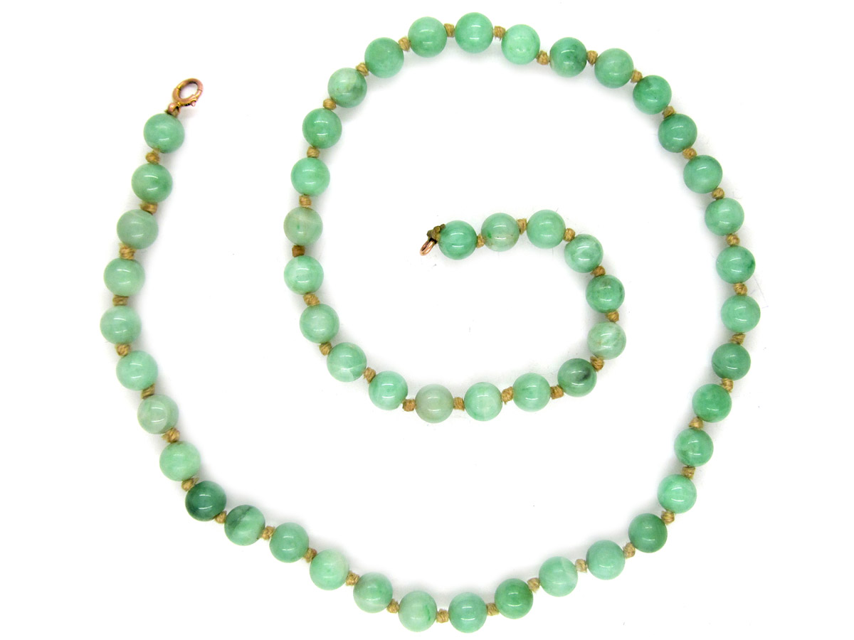 Jade Bead Necklace The Antique Jewellery Company