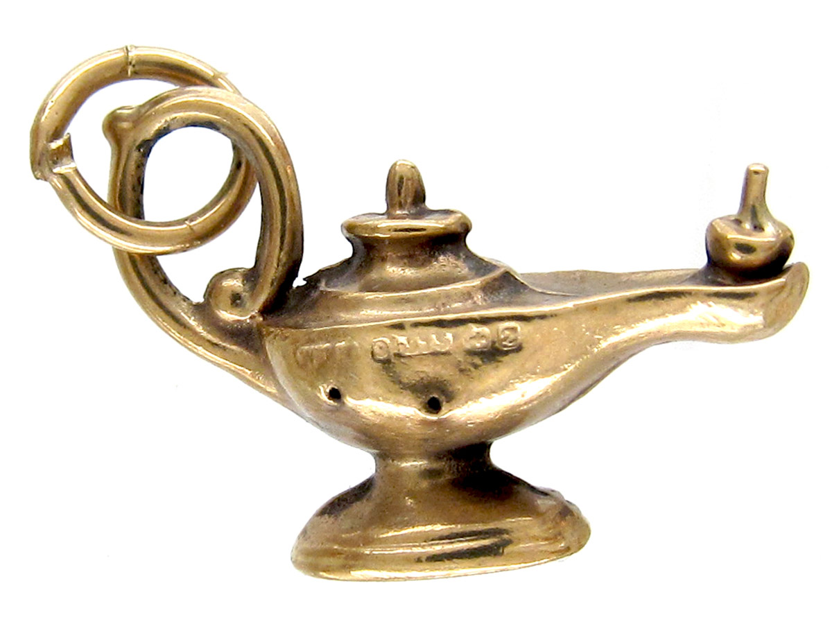 9ct Gold Genie's Lamp Charm The Antique Jewellery Company