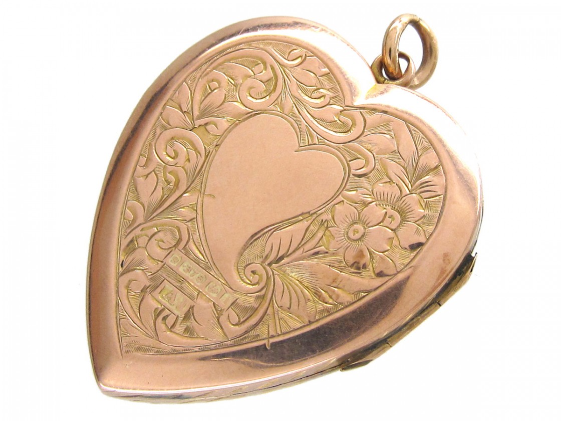 Large 9ct Gold Heart Locket - The Antique Jewellery Company