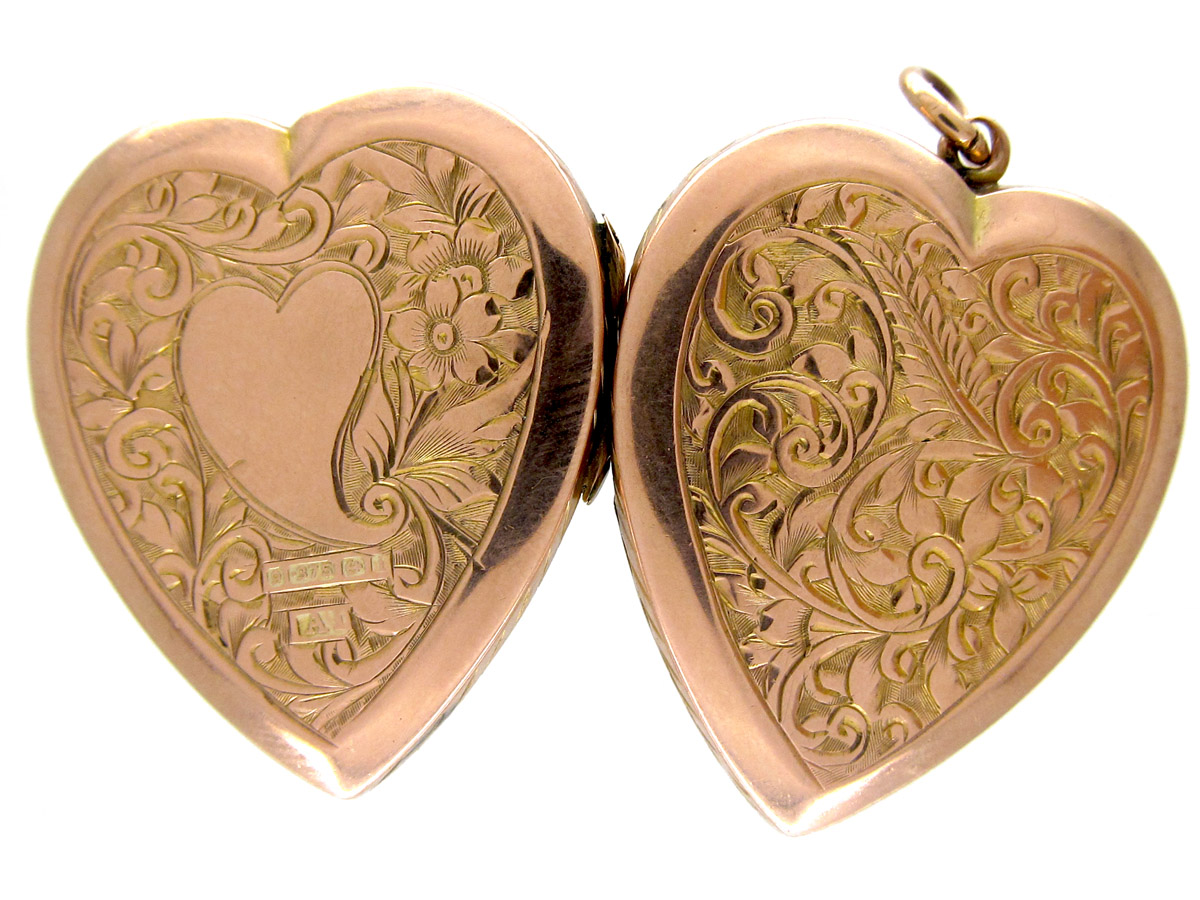 Large 9ct Gold Heart Locket The Antique Jewellery Company